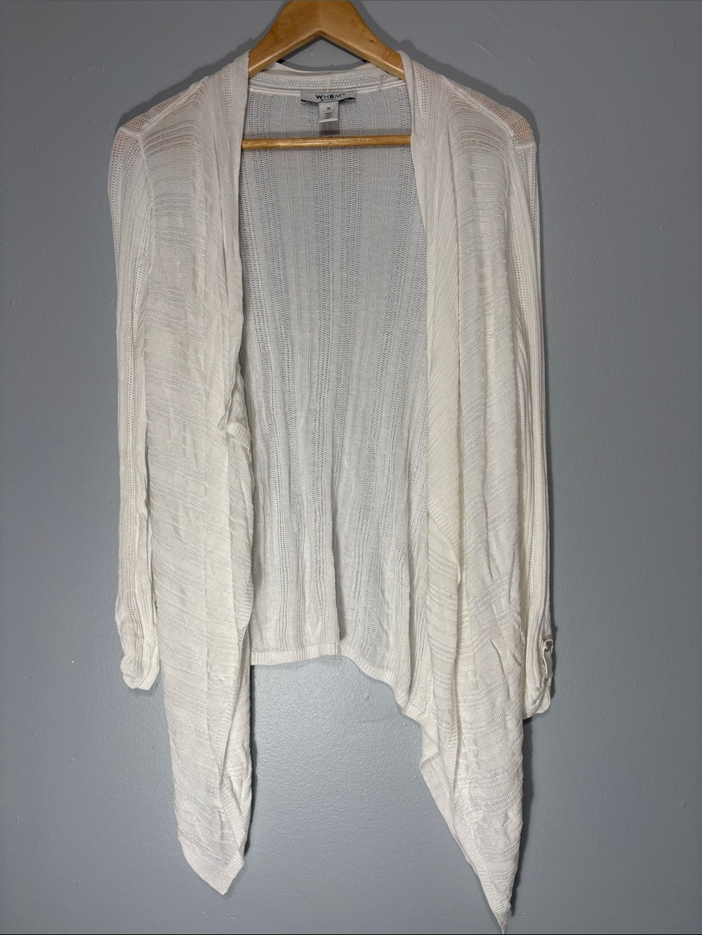 White House Black Market Cream Open-Front Draped Cardigan